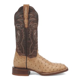 Dan Post Kylo Full Quill Ostrich Western Boots - Taupe/Chocolate #2