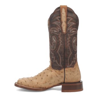 Dan Post Kylo Full Quill Ostrich Western Boots - Taupe/Chocolate #3