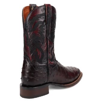 Dan Post Cowboy Certified Alamosa Full Quill Ostrich Boots - Black Cherry #10
