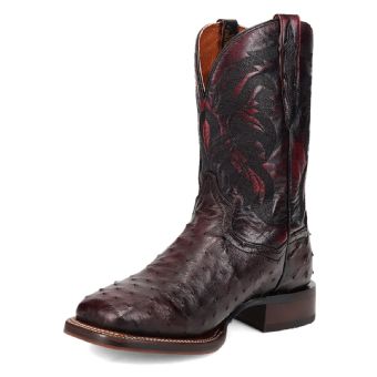 Dan Post Cowboy Certified Alamosa Full Quill Ostrich Boots - Black Cherry #8