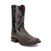 Dan Post Cowboy Certified Alamosa Full Quill Ostrich Boots - Grey/Black