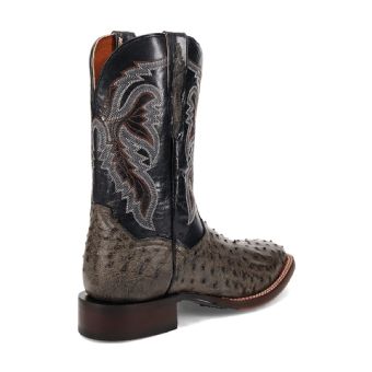 Dan Post Cowboy Certified Alamosa Full Quill Ostrich Boots - Grey/Black #10