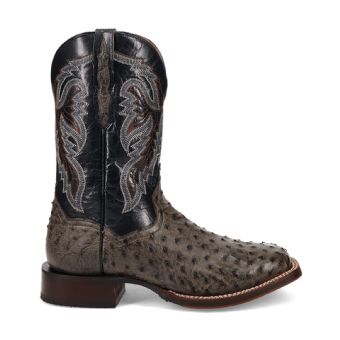 Dan Post Cowboy Certified Alamosa Full Quill Ostrich Boots - Grey/Black #2
