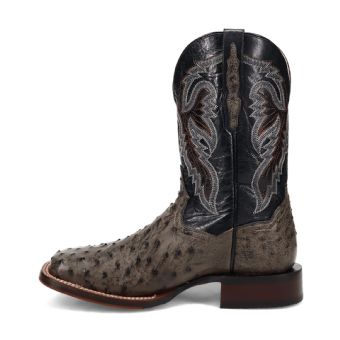 Dan Post Cowboy Certified Alamosa Full Quill Ostrich Boots - Grey/Black #3