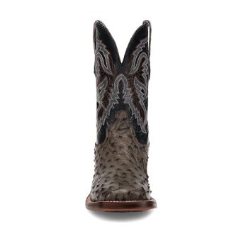 Dan Post Cowboy Certified Alamosa Full Quill Ostrich Boots - Grey/Black #5