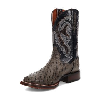 Dan Post Cowboy Certified Alamosa Full Quill Ostrich Boots - Grey/Black #8