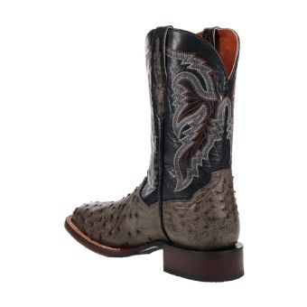 Dan Post Cowboy Certified Alamosa Full Quill Ostrich Boots - Grey/Black #9