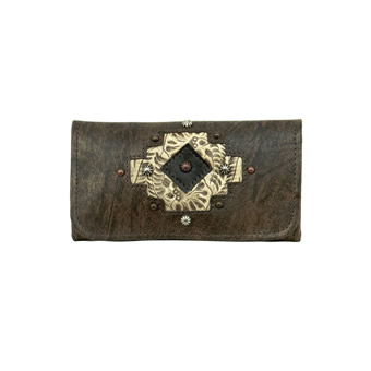 American West Navajo Soul Tri-Fold Wallet - Distressed Charcoal