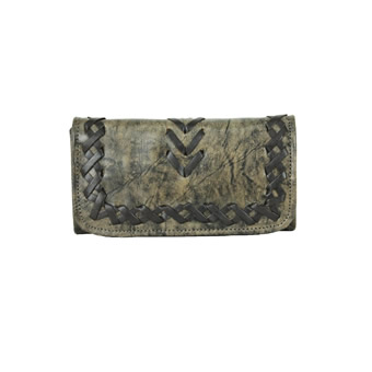 American West Wood River Tri-Fold Wallet - Distressed Charcoal