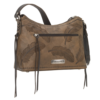American West Sacred Bird Leather Shoulder Bag - Charcoal Brown #2