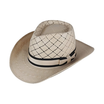 American Hat Co 20★ 5050 Patchwork Crossbred Straw Hat - Tan/Ivory #2