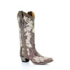 Corral Women's Tobacco Snip Toe Boots w/Ivory Floral Embroidery Studs & Crystals