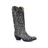 Corral Women's Grey Inlay & Flowered Embroidery Boots w/Studs & Crystals