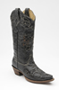 Corral Women's Vintage Snip Toe Boots w/ Lizard Underlay - Black