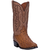 Dan Post Men's Tempe Full Quill Ostrich R Toe Western Boots - Saddle Brown