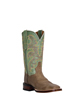 Dan Post� Women's Cowboy Certified�  Broad Square Toe Crazy Cow  All Leather Boots - Sand/Green