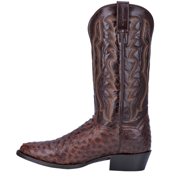 Dan Post Men's Pershing Full Quill Ostrich R Toe Western Boots - Brass #3
