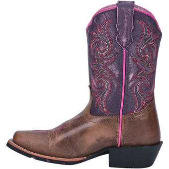 Dan Post Children's Majesty Cowboy Boots - Brown/Purple #3
