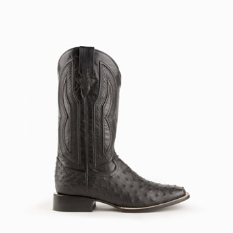 Ferrini Men's Colt Full Quill Ostrich Square Toe Boots - Black #4