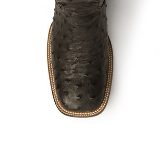 Ferrini Men's Colt Full Quill Ostrich Square Toe Boots - Black #6