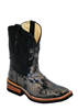 Ferrini� Ladies Print Crocodile Square Toe Boots - Black/Black