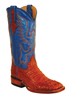 Ferrini� Ladies Hornback Caiman Square Toe Western Boots - Cognac/Blue