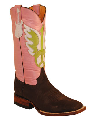 Ferrini® Ladies Cowgirl Guitar Peace western boots. Chocolate Brown foot 