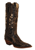 Ferrini� Ladies Genuine Lizard Inlay Western Boots - Black/Bone