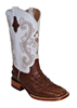 Ferrini Ladies Hornback Caiman Print Western Boots - Chocolate/White