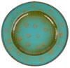 4-Piece Round Rustic Turquoise Chargers
