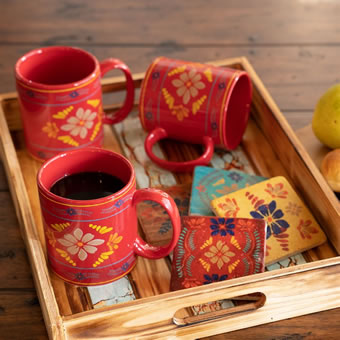 Bonita Mug and Coaster 8-Piece Set - Red