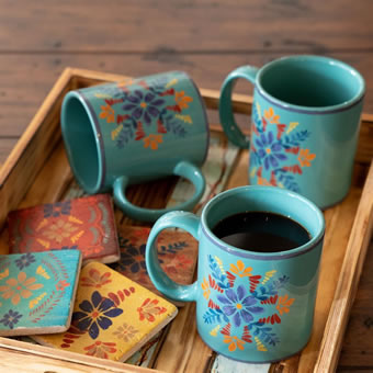 Bonita Mug and Coaster 8-Piece Set - Turquoise