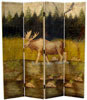 4-Panel Hand Painted Moose Room Divider