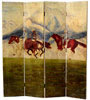 4-Panel Hand Painted Western Cowgirls Room Divider