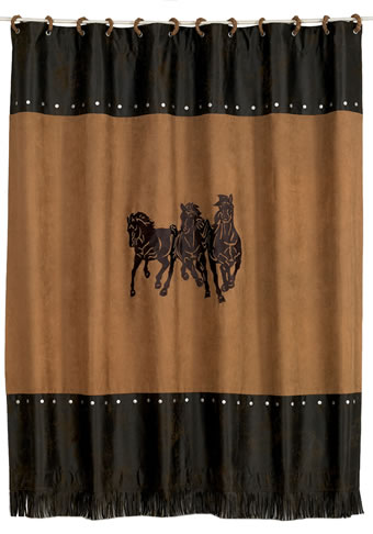 3 Horse Faux Leather Shower Curtain