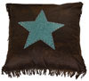Cheyenne Faux Tooled Leather Pillow w/Star - Turquoise