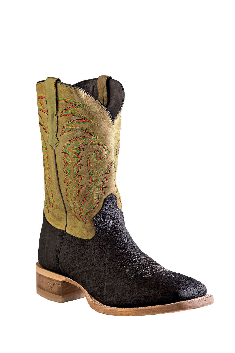 Men/'S Outlaw 11/" Black Leather Cowboy Boot