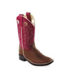 Old West Youth's Ultra-Flex Square Toe Boots - Light Brown/Red