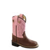 Old West Toddler's Square Toe Boots - Tan/Pink
