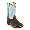 Old West Toddler's Square Toe Boots -  Brown/Light Blue