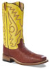 Men's Broad Square Toe Boots - Oxidado Shrunken Shoulder Foot / Yellow Shaft