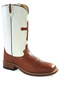 Old West® Men's Broad Square Toe Boots - Burnished Pecan/White