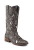 Roper Ladies Belle Square Toe Boots w/Metallic Underlay - Brown/Silver