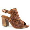 Roper Ladies Floral Tooled Leather Open Toe Mule w/Back Strap