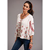 Stetson Ladies Embroidered White Dobby Peasant Blouse