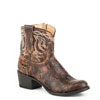 Stetson Ladies Sarah Distressed Crackled Leather Shortie Boots - Brown