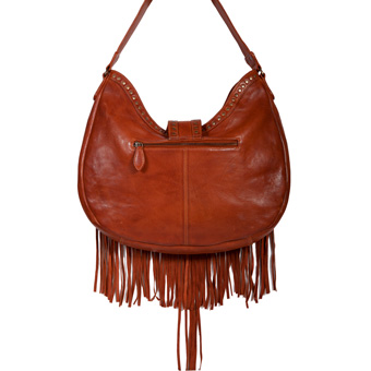 Scully Leather Fringe & Studded Statement Handbag - Tan #2
