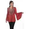 Scully Honey Creek Embroidered Tunic w/Double Tiered Sleeves - Sunset