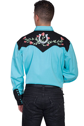 Scully Men's Shirt w/Horseshoe Rose Embroidery #2