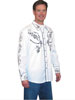 Scully Men's Shirt w/Floral Embroidery - White